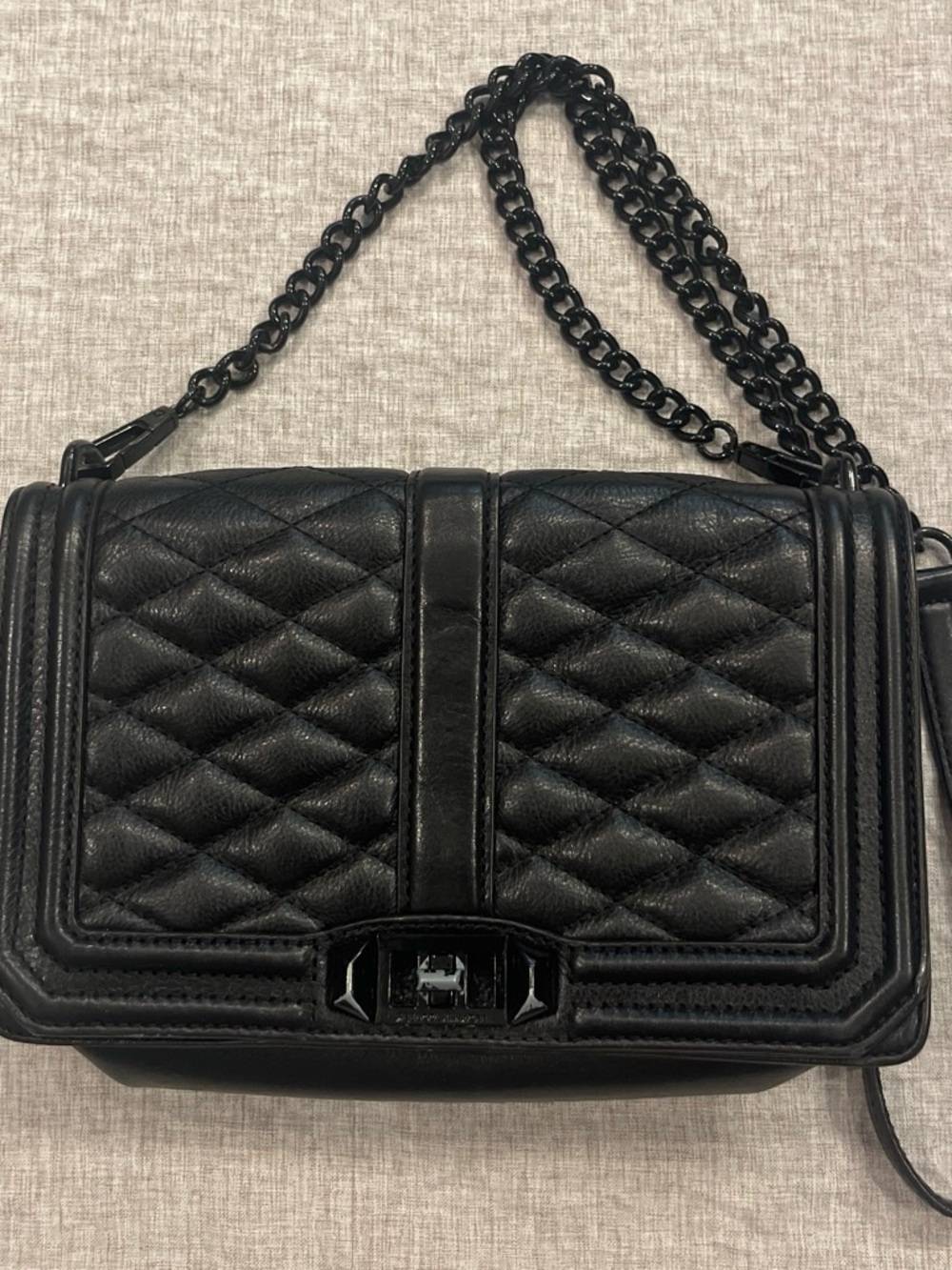 Rebecca Minkoff Quilter Leather “Love” Crossbody Bag Black
